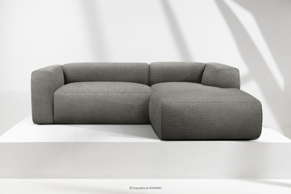 BUFFO Mäkká rohová pohovka z bouclé tkaniny pravá oceľová ocel - obrázok 1