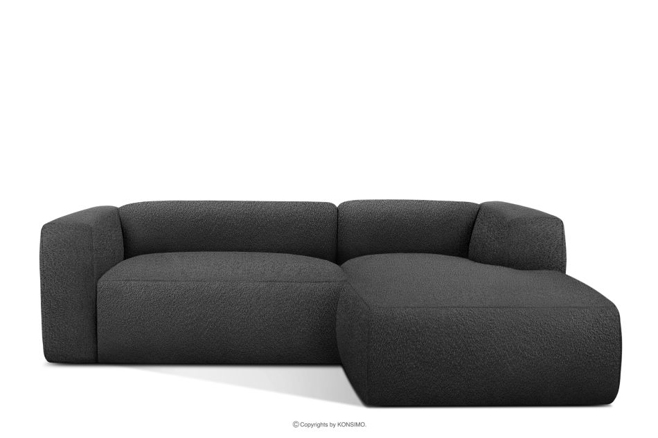 BUFFO Mäkká rohová pohovka z bouclé tkaniny pravá tmavošedá tmavě šedá - obrázok 0