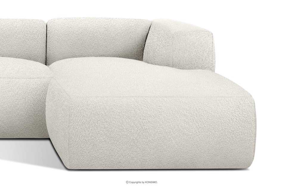 BUFFO Mäkká rohová pohovka z bouclé tkaniny pravá biela bílá - obrázok 7