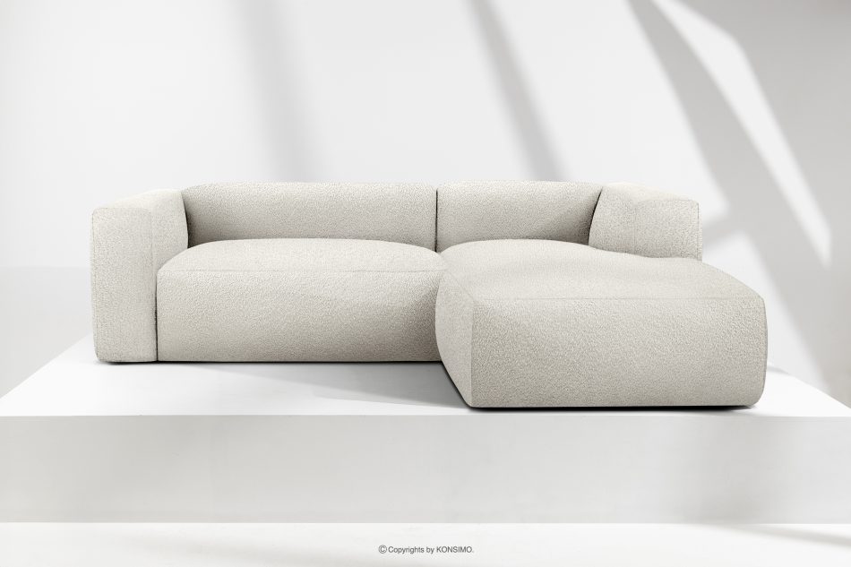 BUFFO Mäkká rohová pohovka z bouclé tkaniny pravá biela bílá - obrázok 1