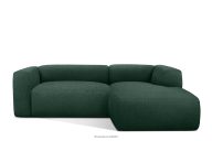 Mäkká rohová pohovka z bouclé tkaniny pravá tmavozelená