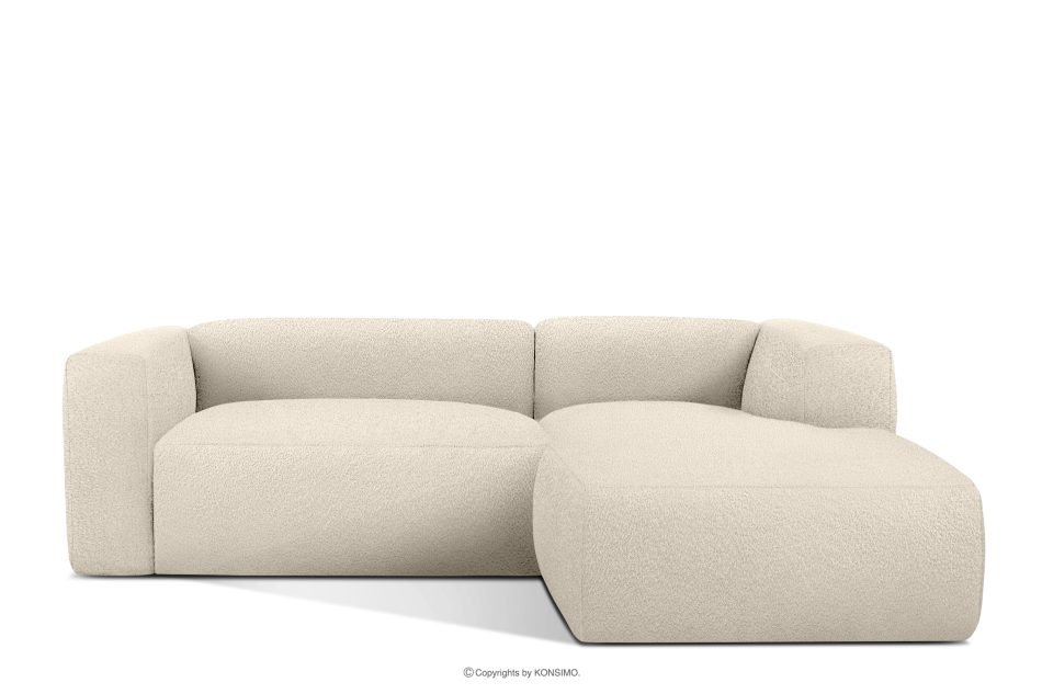 BUFFO Mäkká rohová pohovka z bouclé tkaniny pravá svetlo béžová světle béžová - obrázok 0