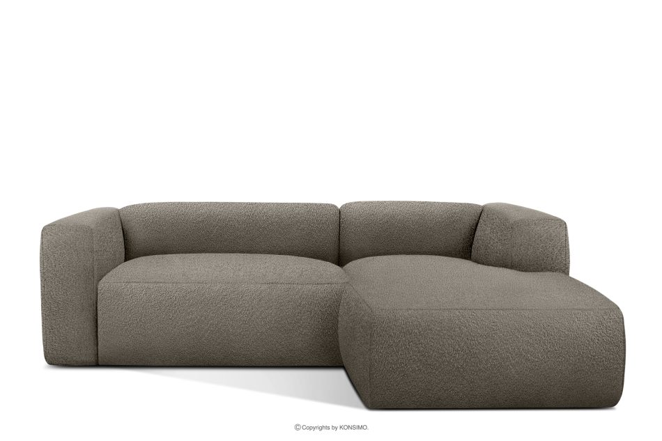 BUFFO Mäkká rohová pohovka z bouclé tkaniny pravá chladná hnedá studená hnědá - obrázok 0