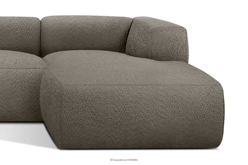 BUFFO Mäkká rohová pohovka z bouclé tkaniny pravá chladná hnedá studená hnědá - obrázok 7