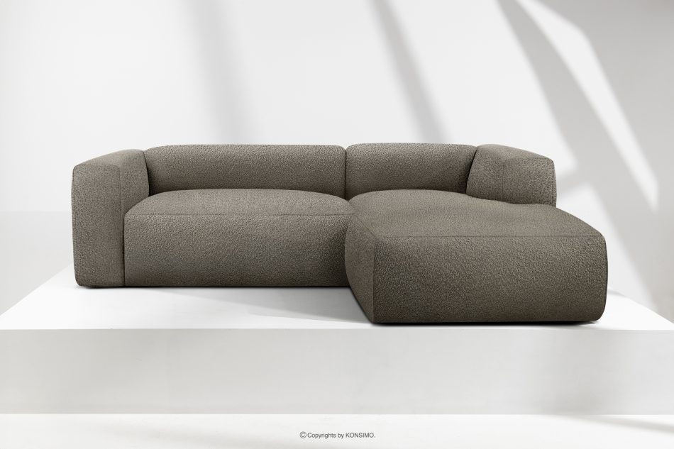 BUFFO Mäkká rohová pohovka z bouclé tkaniny pravá chladná hnedá studená hnědá - obrázok 1