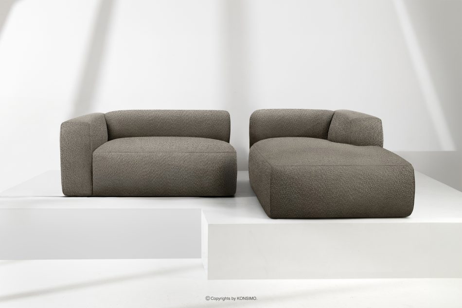 BUFFO Mäkká rohová pohovka z bouclé tkaniny pravá chladná hnedá studená hnědá - obrázok 8