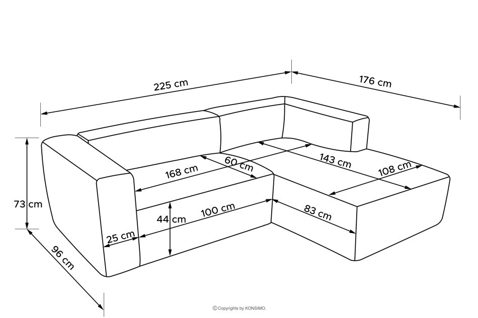 BUFFO Mäkká rohová pohovka z bouclé tkaniny pravá chladná hnedá studená hnědá - obrázok 10