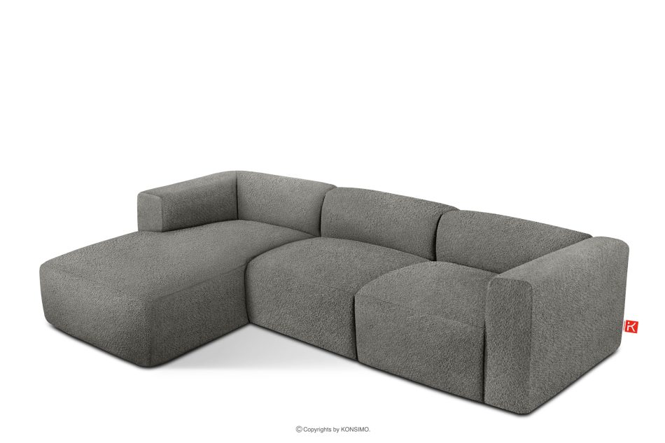 BUFFO Veľká mäkká rohová pohovka z bouclé tkaniny ľavá strana oceľová ocel - obrázok 2