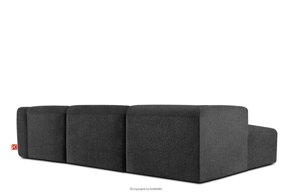 BUFFO Veľká mäkká rohová pohovka z bouclé tkaniny ľavá strana tmavo sivá tmavě šedá - obrázok 3