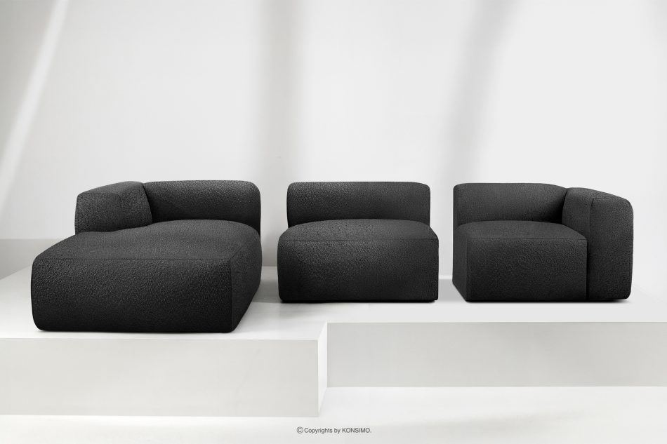 BUFFO Veľká mäkká rohová pohovka z bouclé tkaniny ľavá strana tmavo sivá tmavě šedá - obrázok 8