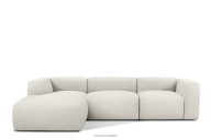 Veľká mäkká rohová pohovka z bouclé tkaniny ľavá strana biela