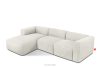 BUFFO Veľká mäkká rohová pohovka z bouclé tkaniny ľavá strana biela bílá - obrázok 3