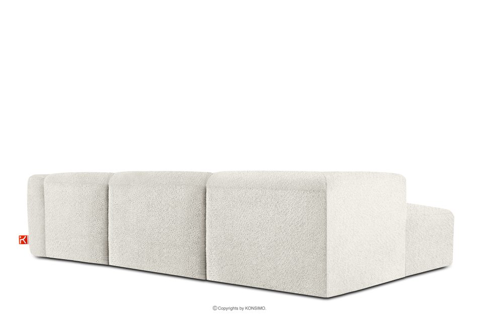 BUFFO Veľká mäkká rohová pohovka z bouclé tkaniny ľavá strana biela bílá - obrázok 3