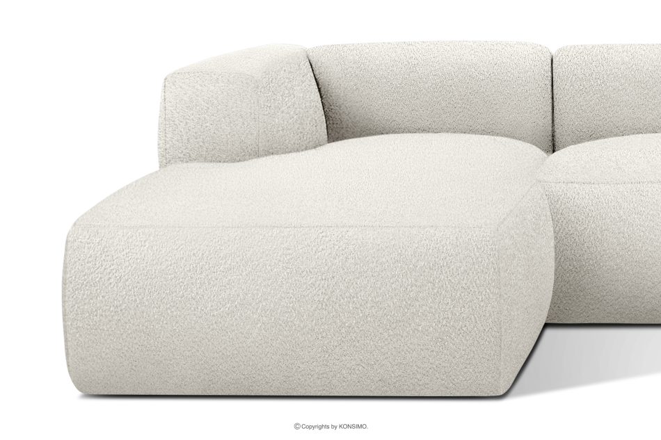 BUFFO Veľká mäkká rohová pohovka z bouclé tkaniny ľavá strana biela bílá - obrázok 7