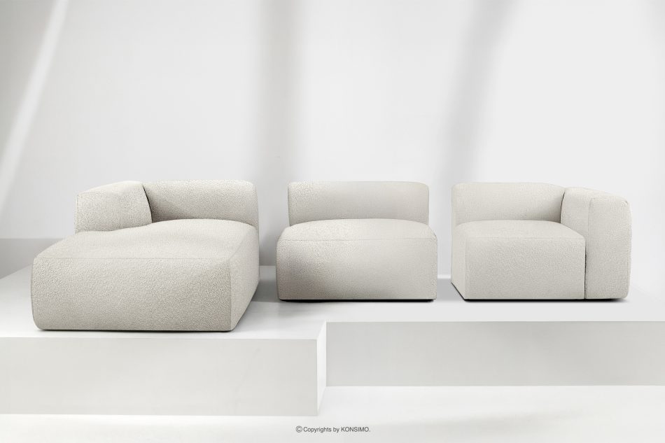 BUFFO Veľká mäkká rohová pohovka z bouclé tkaniny ľavá strana biela bílá - obrázok 8