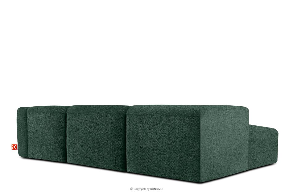 BUFFO Veľká mäkká rohová pohovka z bouclé tkaniny ľavá tmavo zelená tmavě zelená - obrázok 3