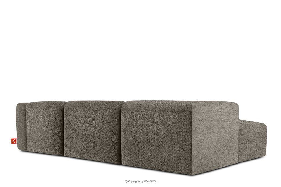 BUFFO Veľká mäkká rohová pohovka z bouclé tkaniny ľavá chladná hnedá studená hnědá - obrázok 3