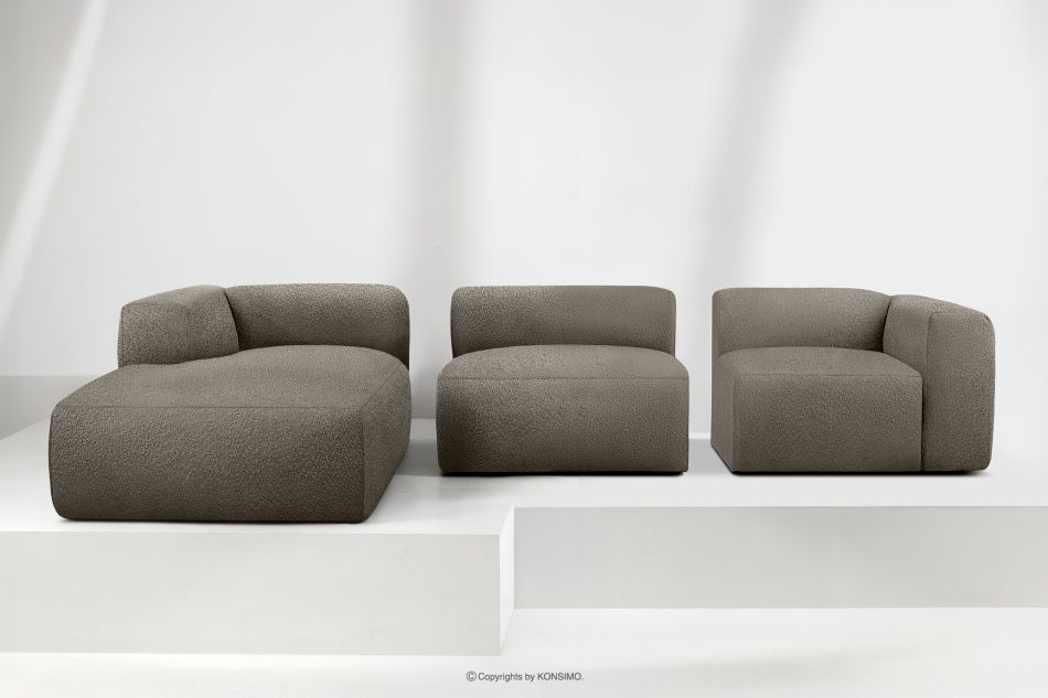 BUFFO Veľká mäkká rohová pohovka z bouclé tkaniny ľavá chladná hnedá studená hnědá - obrázok 8