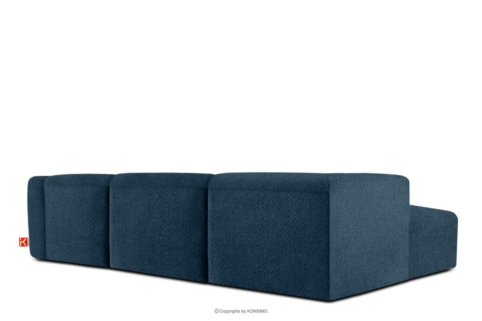 BUFFO Veľká mäkká rohová pohovka z bouclé tkaniny ľavá tmavo modrá tmavě modrá - obrázok 3