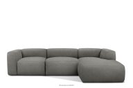 Veľká mäkká rohová pohovka z bouclé tkaniny pravá oceľová