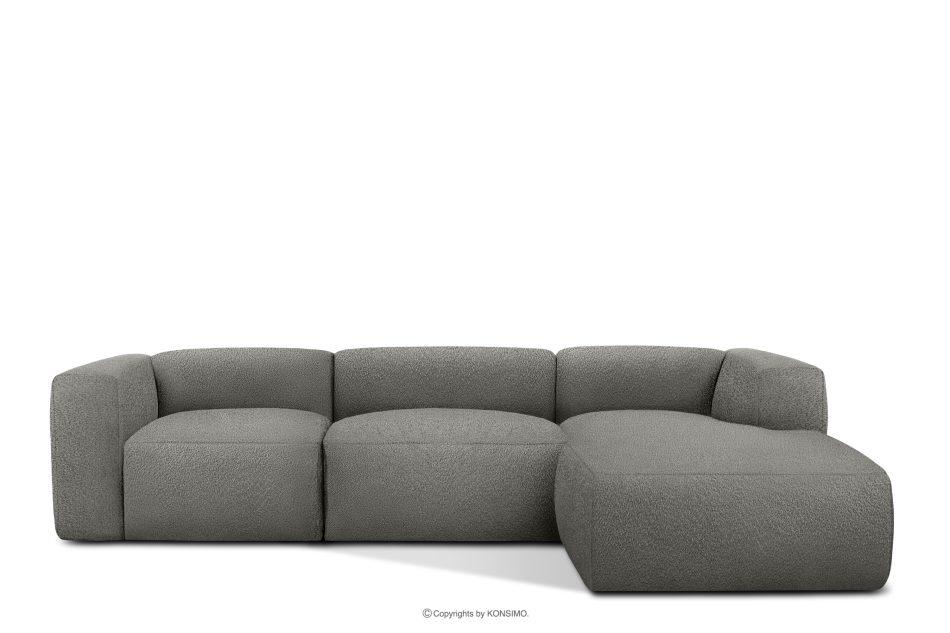 BUFFO Veľká mäkká rohová pohovka z bouclé tkaniny pravá oceľová ocel - obrázok 0