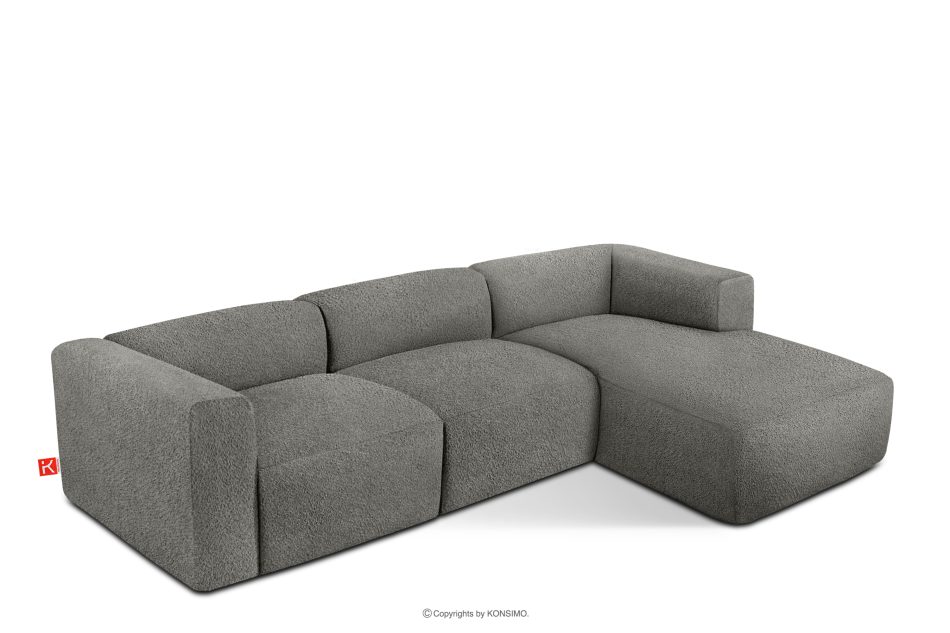 BUFFO Veľká mäkká rohová pohovka z bouclé tkaniny pravá oceľová ocel - obrázok 2