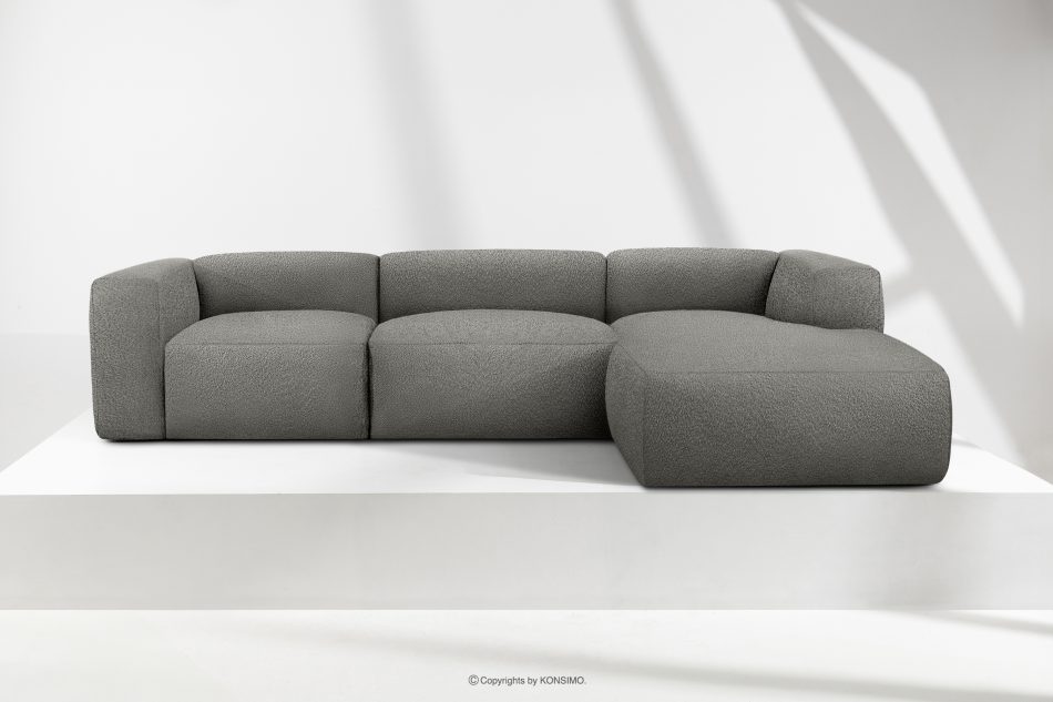 BUFFO Veľká mäkká rohová pohovka z bouclé tkaniny pravá oceľová ocel - obrázok 1
