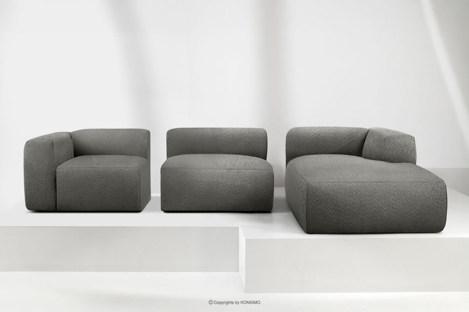 BUFFO Veľká mäkká rohová pohovka z bouclé tkaniny pravá oceľová ocel - obrázok 8