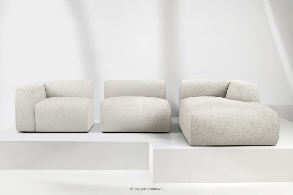 BUFFO Veľká mäkká rohová pohovka z bouclé tkaniny pravá biela bílá - obrázok 8