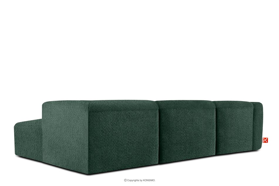 BUFFO Veľká mäkká rohová pohovka z bouclé tkaniny pravá tmavozelená tmavě zelená - obrázok 3