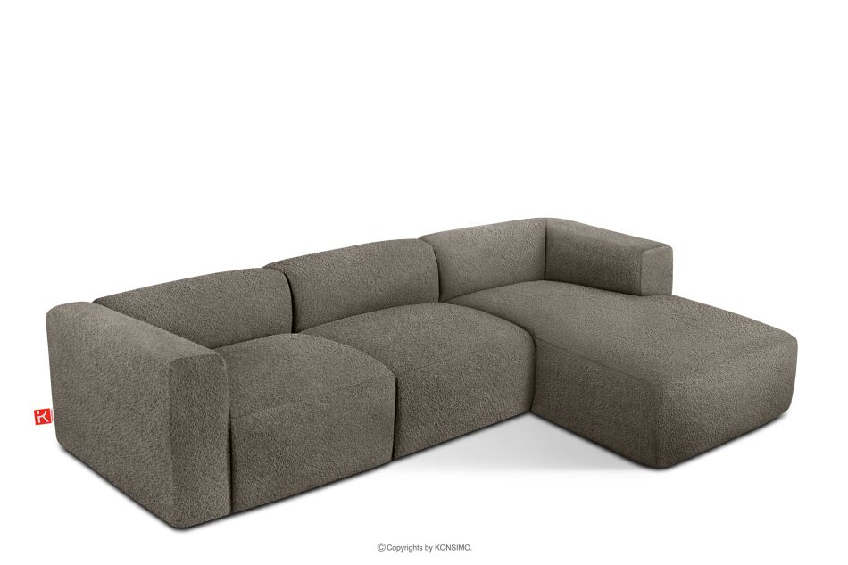 BUFFO Veľká mäkká rohová pohovka z bouclé tkaniny pravá chladná hnedá studená hnědá - obrázok 2
