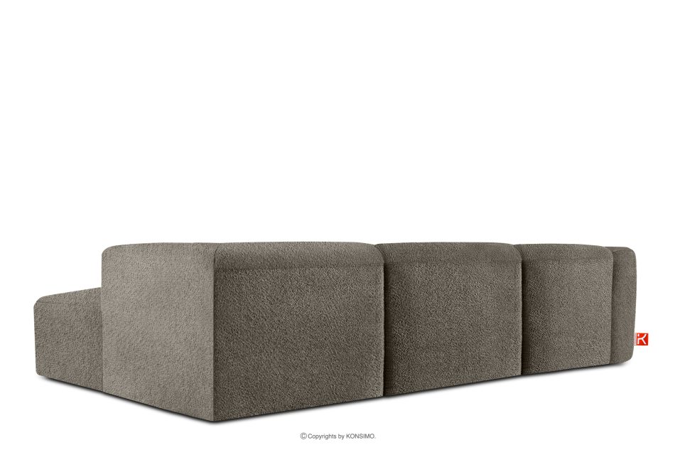 BUFFO Veľká mäkká rohová pohovka z bouclé tkaniny pravá chladná hnedá studená hnědá - obrázok 3