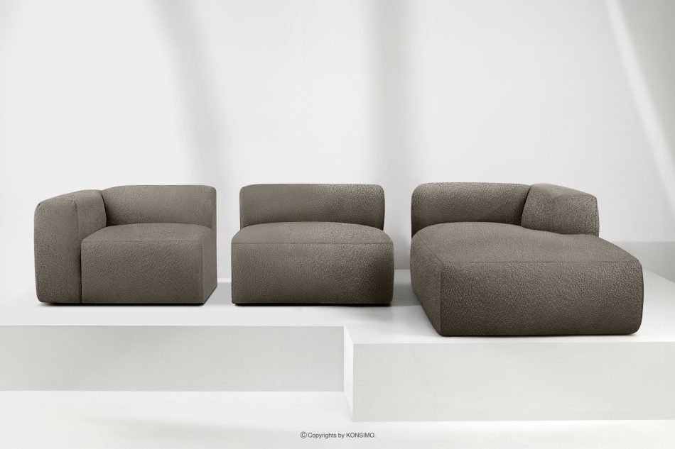 BUFFO Veľká mäkká rohová pohovka z bouclé tkaniny pravá chladná hnedá studená hnědá - obrázok 8