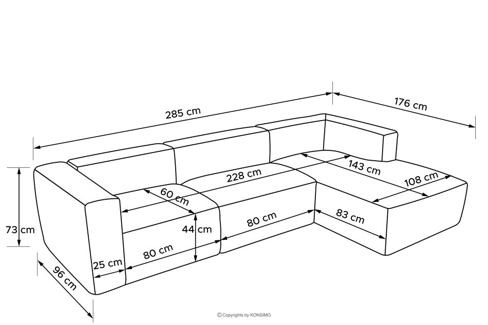 BUFFO Veľká mäkká rohová pohovka z bouclé tkaniny pravá chladná hnedá studená hnědá - obrázok 10
