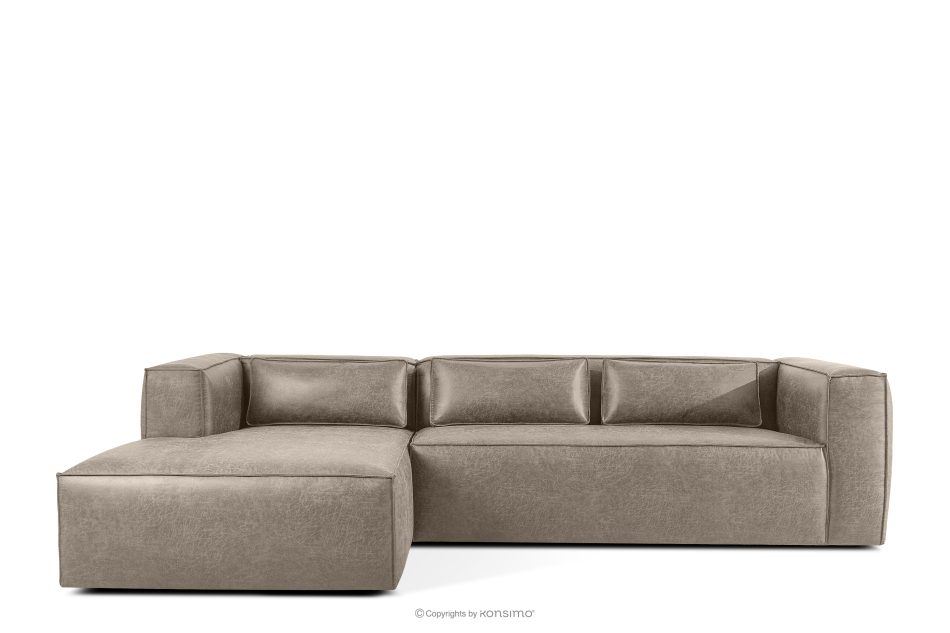 FEROX Rohová pohovka v štýle loft kožená látka svetlo sivá ľavá svetlo šedá - obrázok 0