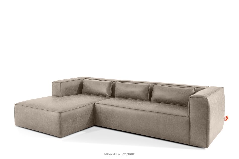 FEROX Rohová pohovka v štýle loft kožená látka svetlo sivá ľavá svetlo šedá - obrázok 2