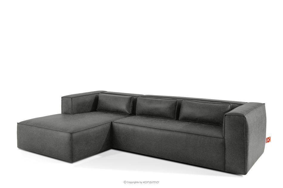 FEROX Rohová pohovka v štýle loft kožená látka tmavo sivá ľavá tmavo šedá - obrázok 2