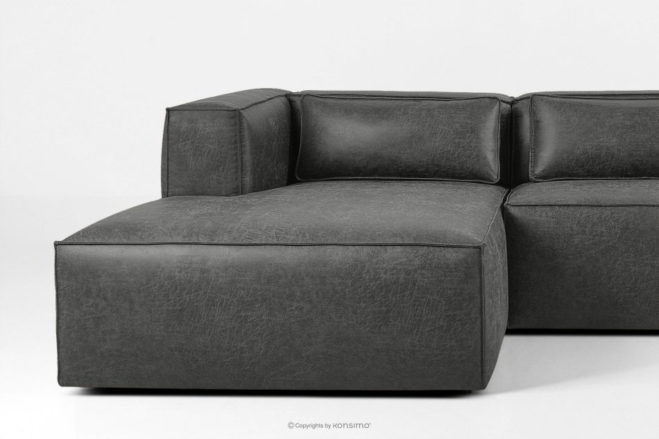 FEROX Rohová pohovka v štýle loft kožená látka tmavo sivá ľavá tmavo šedá - obrázok 6