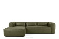 Rohová pohovka v štýle loft kožená látka zelená ľavá