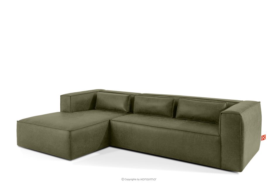 FEROX Rohová pohovka v štýle loft kožená látka zelená ľavá zelená - obrázok 2