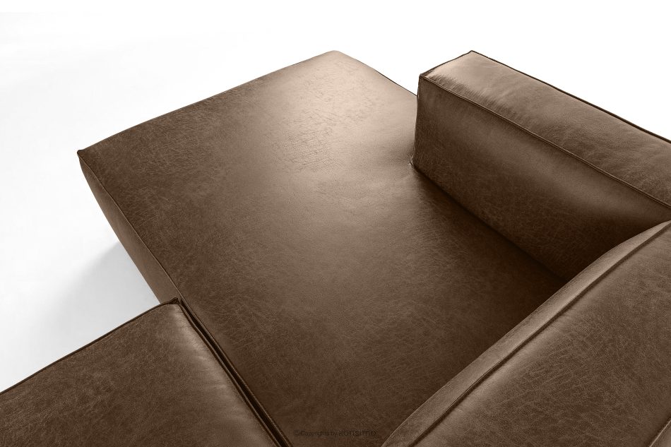 FEROX Rohová pohovka v štýle loft látka podobná koži tmavohnedá ľavá tmavo hnedá - obrázok 4
