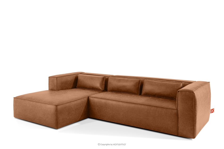 FEROX Rohová pohovka v štýle loft látka podobná koži červená ľavá červená - obrázok 2