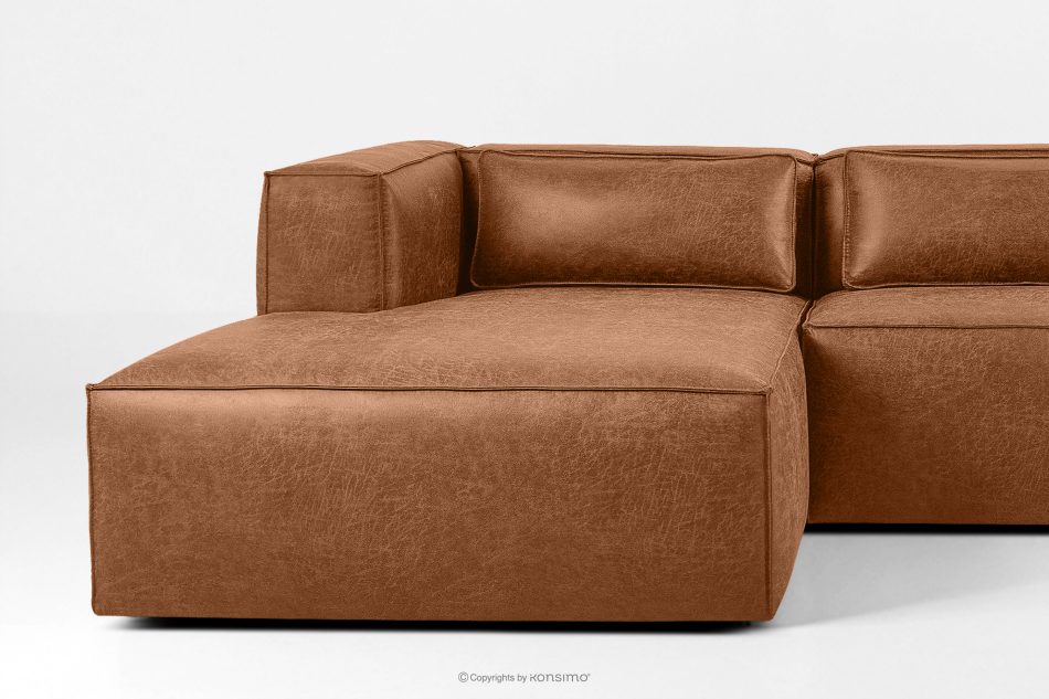 FEROX Rohová pohovka v štýle loft látka podobná koži červená ľavá červená - obrázok 6