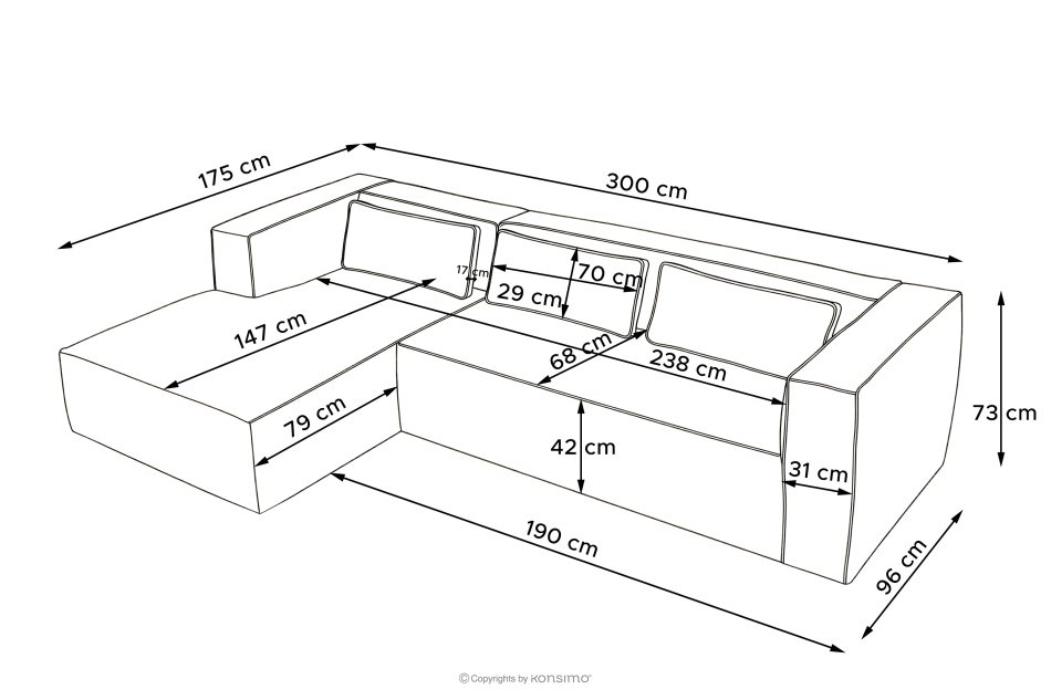 FEROX Rohová pohovka v štýle loft kožená látka svetlo sivá ľavá svetlo šedá - obrázok 12