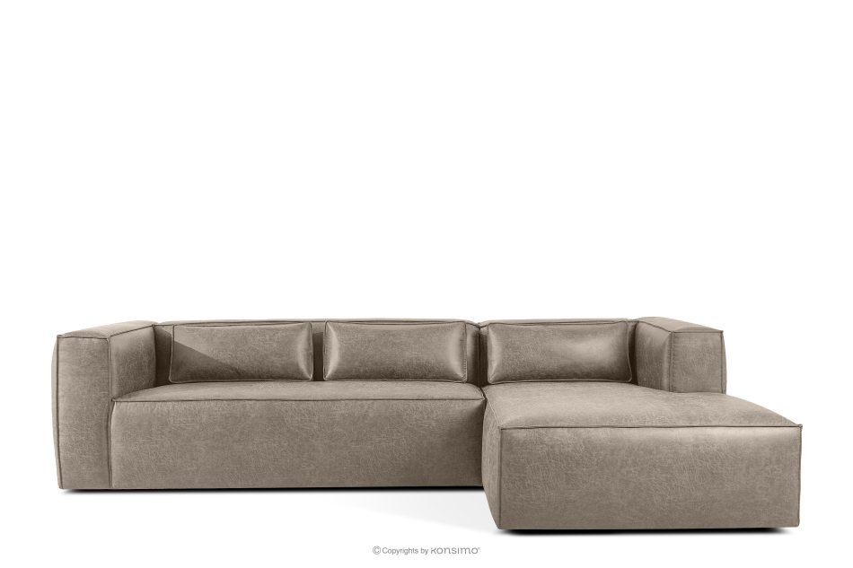 FEROX Rohová pohovka v štýle loft látka podobná koži svetlo sivá pravá svetlo šedá - obrázok 0