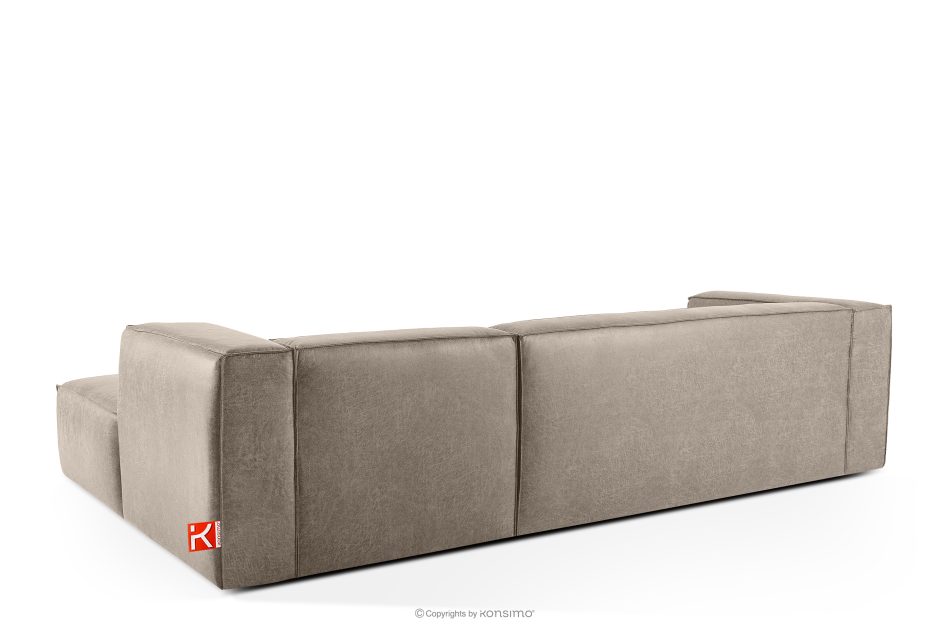 FEROX Rohová pohovka v štýle loft látka podobná koži svetlo sivá pravá svetlo šedá - obrázok 3