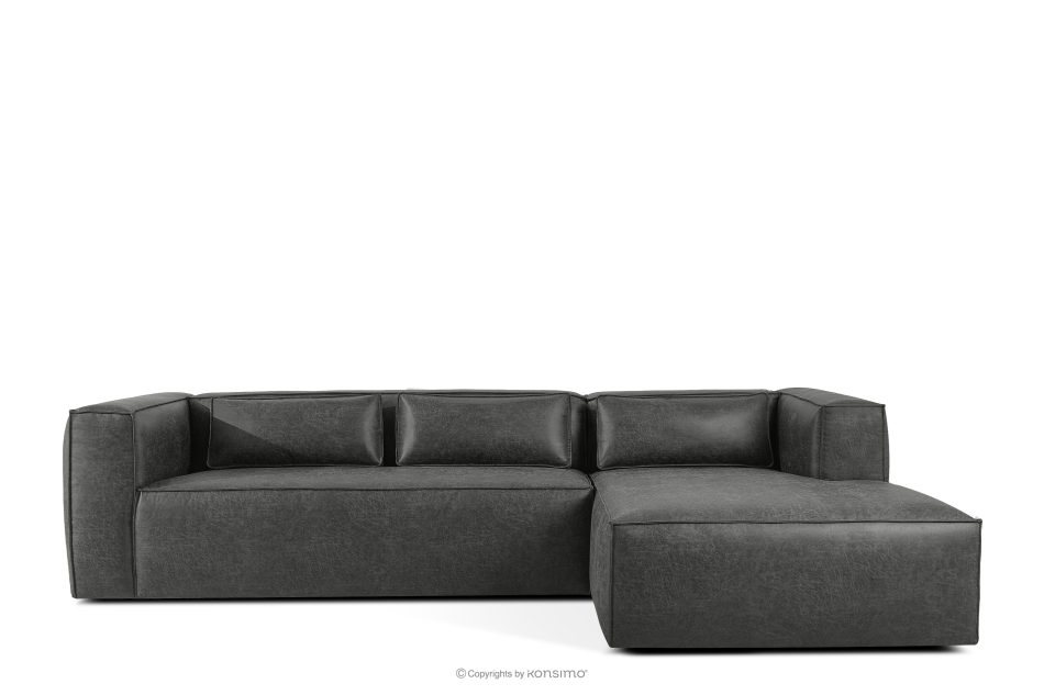 FEROX Rohová pohovka v štýle loft látka podobná koži tmavo sivá pravá tmavo šedá - obrázok 0