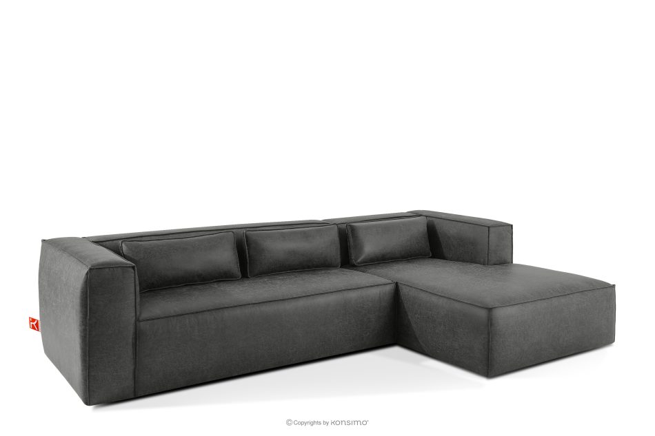 FEROX Rohová pohovka v štýle loft látka podobná koži tmavo sivá pravá tmavo šedá - obrázok 2