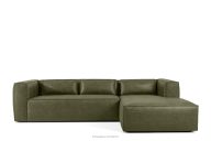 Rohová pohovka v štýle loft látka podobná koži zelená pravá