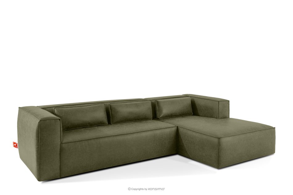 FEROX Rohová pohovka v štýle loft látka podobná koži zelená pravá zelená - obrázok 2
